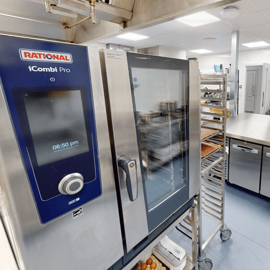 Professional combi oven and commercial kitchen line